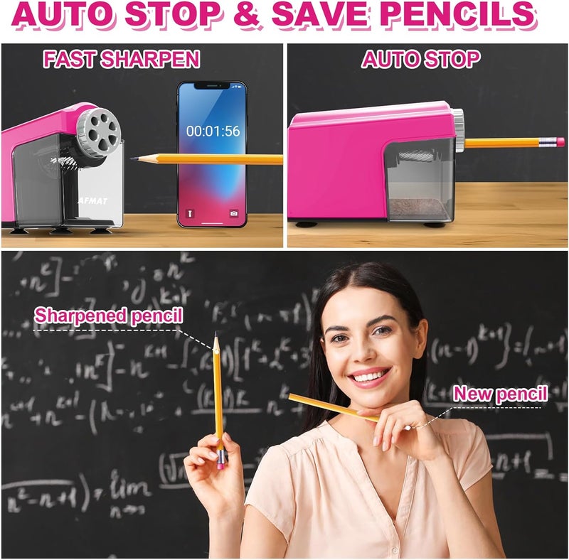 AFMAT Electric Pencil Sharpener Heavy Duty, 6-Hole Classroom Pencil Sharpener for 6-11mm Pencils, Auto Stop Pencil Sharpeners Plug in, 10,000+ Sharpenings, Save Colored Pencils, Teacher Must Have PSX4 - Image 3